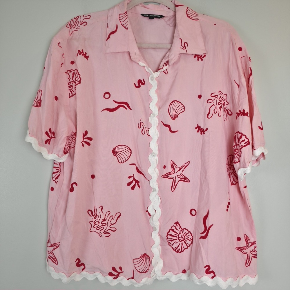 Tropical Rayon Matching Set Ocean Sea Large Club Z Collection Pink Seashell.D12